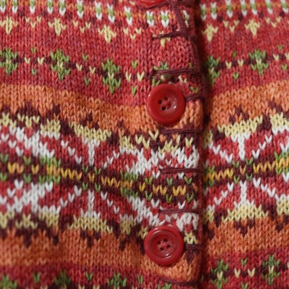 Tiara Vintage Orange Nordic Knit Cardigan Sweater LG - Picture 5 of 11